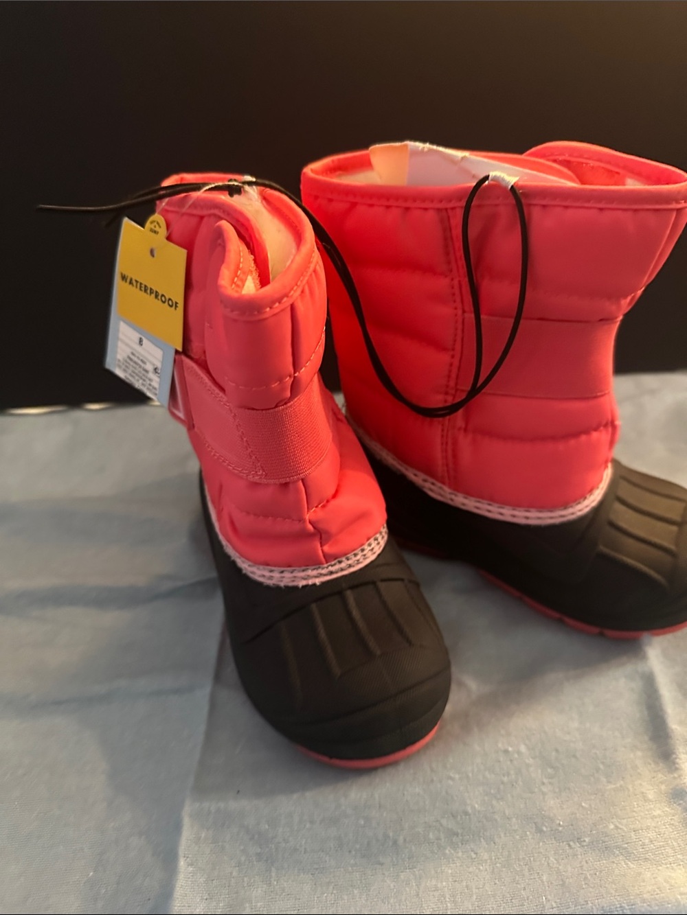 Cat and Jack Waterproof Kids Winter Boots in Coral Pink & Black